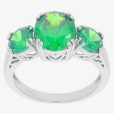 Sterling Silver Semi Mount Ring Setting Oval OV 10X8mm RD 6x6mm 3 Stones - Syzjewelry